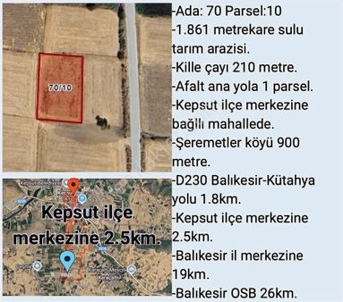 Balıkesir/kepsut Şeremetlere Yakın,elektrik Ve Sulu Hobi Bahçesi