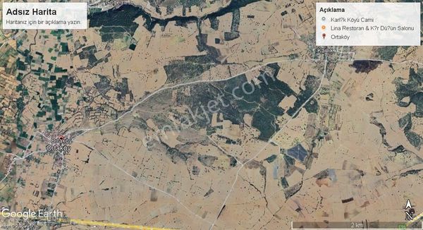 Arevtürk'den Ortaköy'de Satılık 63 Dönüm Palamutlu Tarla