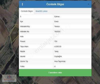 Saros'un İncisi Enez / Yenice' De Bulunan 4000 M2 - Acil Satılık