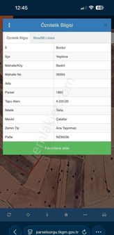 Burdur Yeşilova Bedirli’de Satılık 4.200 M2