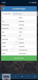 Kristal Marin'den Mudanya Ömerbey Mah. Satılık Zeytinlik