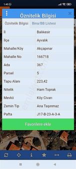 Ayvalık Akçapınar'da 223 M2 Arsa