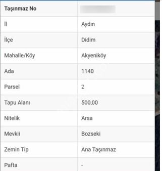 Mai Den Didimin Hızla Gelişen Bölgesinde 500m Arsa