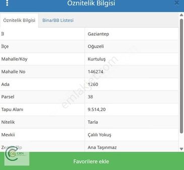 Çbn Gayrimenkulden Oguzeli Kurtuluşta Satılık İmara Yakın Arazi