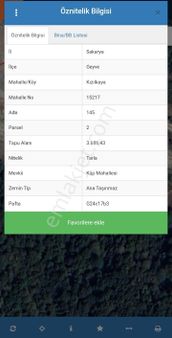 Sakarya Geyve Kızılkayada Fırsat 3.7 Dönüm Tarla