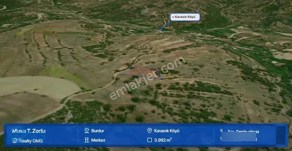 Burdur Merkez Kavacıkta 3992 M² Tarım Arazisi