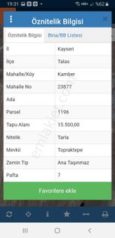 Talas Kamber De Satılık Tarla