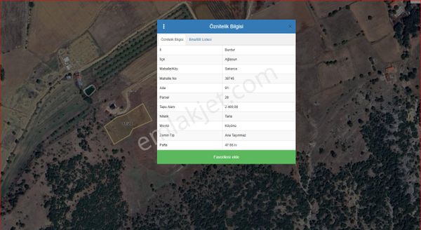 Asya Evim Emlaktan Ağlasun Sakarca Mah.de Satılık 2 Adet Tarla