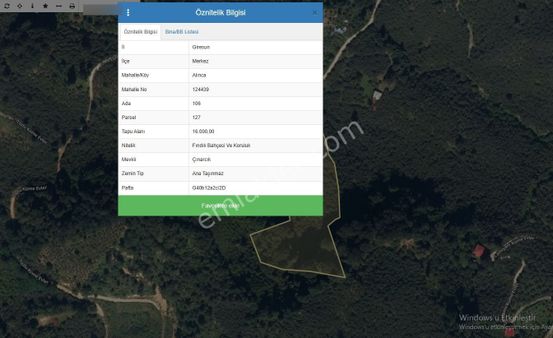 Giresun Alınca^'da Satılık 8000 M2 Müstakil Tapulu Fındık Bahçesi