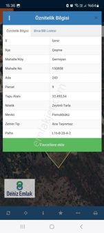 Denizden Çeşme Germiyanda Panoramik Deniz Manzaralı 200 M2 Tarla.