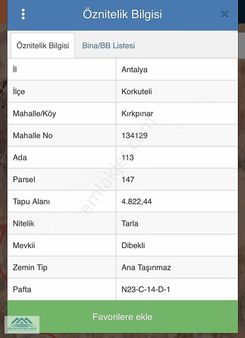 Antalya Korkuteli Kırkpınar'da Yatırımlık4822 M2 Satılık Arazi!!