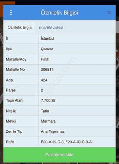 Çatalca Binkılıç'ta 948 M2 Hisseli Muhteşem Konumda İmralı Arsa