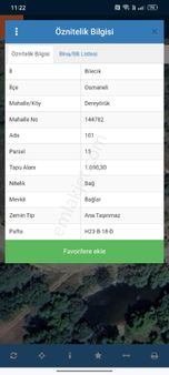 Bilecik Osmaneli Dereyoruk Köyünde Satılık Tarla 1090 Mk Acıl Satılık Y