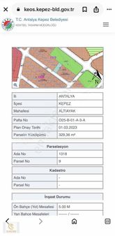 Altıayak Mahallesi 7 Kata İmarlı Bitişik Nizam 329 Mt