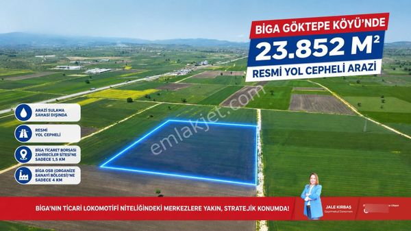 Biga Göktepe Köyü’nde 23.852 M² Resmi Yol Cepheli Yatırımlık Arazi