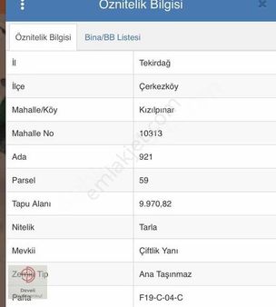 Çerkezköy Kızılpınar'da Full Takasa Açık Tarla!!!