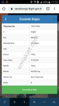 Feslegende Kelepir Tarla Yatırımcıya Uyar