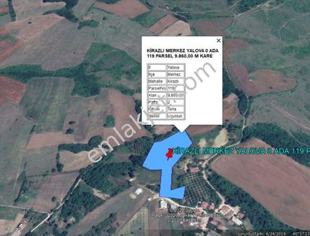 Yalova Kirazlı Da Deniz Manzaralı 9.860 M Kare Tarla