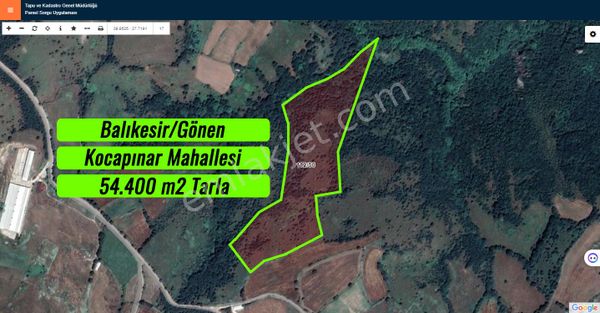  Badem için elverişli Kocapınar Mahallesinde 54.400 m2 Satılık Tarla