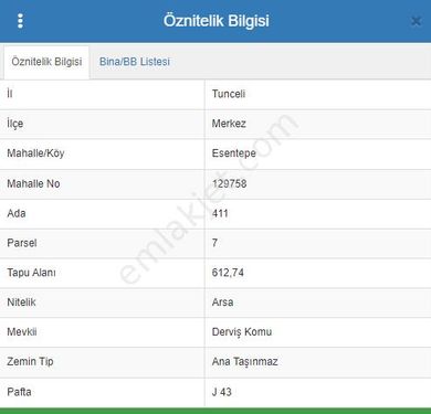  TUNCELİ MERKEZDE 612 METREKARE İMARLI VİLLA ARSASI