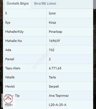 izmir kirazda pınarbaşında satılık tarla