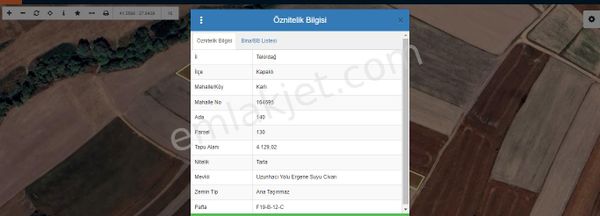 Tekirdağ Kapaklı Karlı Mahallesinde Satılık Tarla , 4,129 m2 Yolu Var Müstakil 
