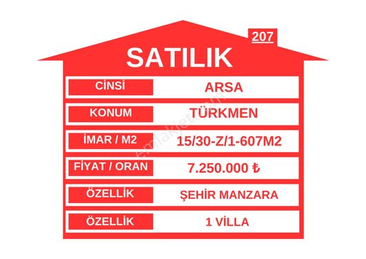 Satılık 607m2 Arsa 1 Villa Köşe Başı Manzaralı Kuşadası Türkmende