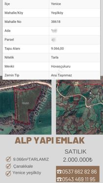 Çanakkale Yenice Yeşilköy'de Yatırıma uygun TARLAMIZ Satışta 