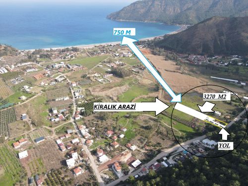  BMK EMLAKTAN ANTALYA KUMLUCA ADRASANDA YOLA SIFIR KİRALIK ARAZİ