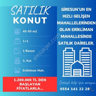  ERİKLİMAN MAHALLESİNDE 1.200.000 TL DEN BAŞLAYAN 1+1 SATILIK DAİRELER