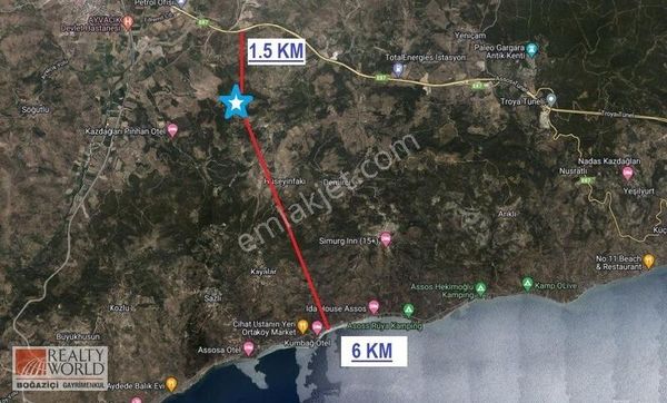Çanakkale/ Ayvacık/ Kayalar Köyü 8.935 m2 Fırsat Arazi