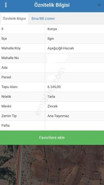  ÇAKIRBEYLİ GAYRİMENKUL' 'DEN KONYA/ILGIN AŞAĞIÇİĞİL- HACIALİ MAH'DE SATILIK  MÜSTAKİL TAPULU TARLA!