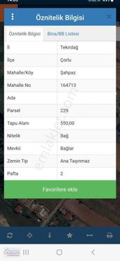 ÇORLU ŞAHPAZDA MÜSTAKİL TAPULU BAĞYERİ ELEKTRİK YANINDA VAR