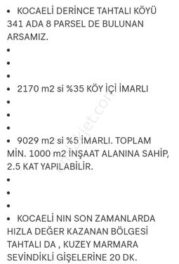 Kızıl Emlak Gayrimenkul'den fırsat yatırırım Derince Tahtalı 11.200 metrekare