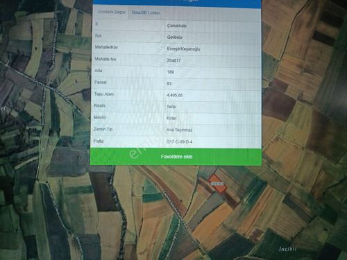  GELİBOLU EVREŞE DE SATILIK TARLA