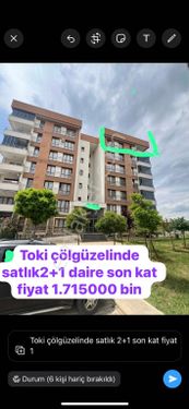 Diyarbakır kayapınar barış mah satlık 2+1 toki dairesi son kat fiyat 1715000