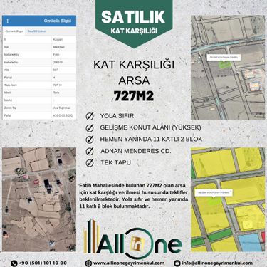  ALLinONE Gayrimenkul'den Kat Karşılığı Konut Arsası