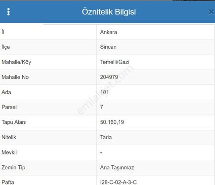 Ankara Sincan Temelli Gazi 400m² Satılık Kooperatif Hissesi