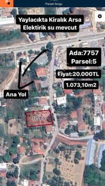Bursa Nilüfer Yayalacık köyü kiralık 1.073m2 Arsa