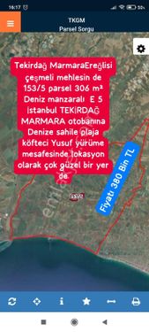 Tekirdağ MarmaraEreğlisi çeşmeli mehlesin de 153/5 parsel 306 m² Deniz manzaralı  E 5 Istanbul 