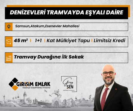  TRAMVAY DURAĞINDA EŞYALI 1+1 SATILIK DAİRE