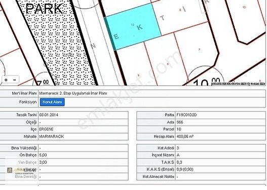 Ergene Marmaracık Mahallesinde 400 M² E=0,9 -3 Kat İmarlı Arsa