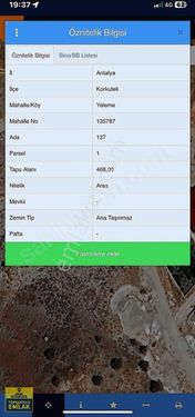 Antalya korkuteli yelemedeki 470.metrekare imarlı parsel
