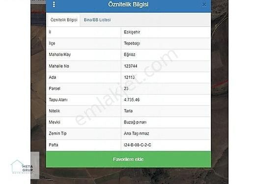 META GRUP'TAN ESKİŞEHİR/EĞRİÖZ SATILIK TARLA