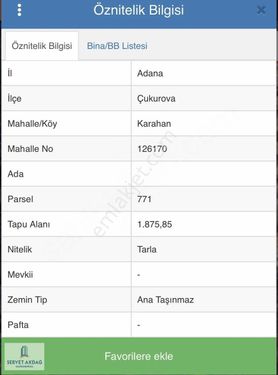 KARAHANDA 771 PARSELDE TEK TAPU YATIRIMLIK TARLA