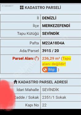  KAMİLOĞLU GAYRİMENKULDEN SEVİNDİK MAHALLESİNDE SATILIK 236M2 UYGUN ARSA