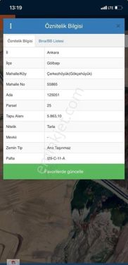 Ankara Gölbaşı Gökçehüyük'te 5863 M2 Yatırıma Uygun Bölgede Satılık Tarla