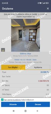 EMLAK KONUTLARINDA KİRALIK 1+1 DAİRE 