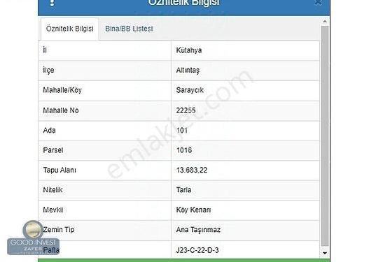 Good Invest Zafer'den Altıntaş Saraycık Köy İçinde Satılık Tarla