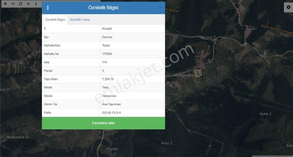  114 ada 3 parsel sahibinden satılık arazi